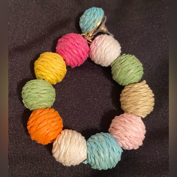 Colorful Rope (Raffia wrapped) Bead Hoop Earrings - Multicolor - Picture 6 of 8